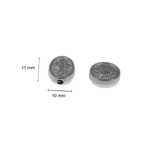 Distantier metalic argintiu inchis oval model cruce 10x11mm 10/set - Img 2
