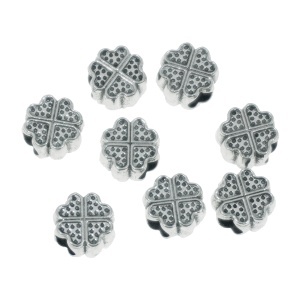 Distantier metalic argintiu inchis trifoi 4 foi 10x10mm 8/set