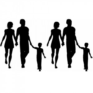 Familie cu copil carton negru model-1 15,5x14,5cm 2/set