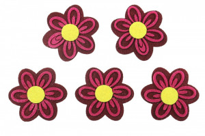 Floare pasla bordo/fucsia cu adeziv 5cm 5/set
