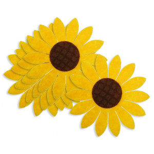 Floarea-soarelui pasla galben/maro cu adeziv 7,8cm 5/set
