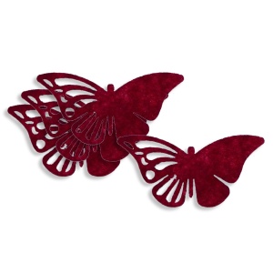 Fluture pasla filigranata rosu inchis 6cm 4/set M15
