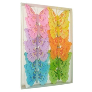 Fluture pene si plastic cu cleste model 1 multicolor 7,5,x6cm 12/set