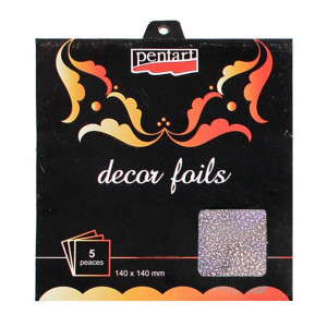 Folie transfer sclipici holografic 14x14cm 5/set Pentart 20745