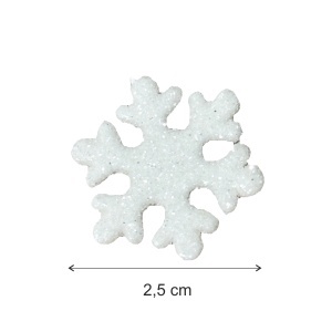 Fulg plastic alb cu sclipici 2,5cm 24/set Canea HEE-16958 - Img 2