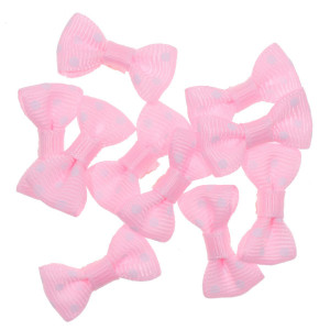 Fundita textil roz cu buline albe 3cm 10/set