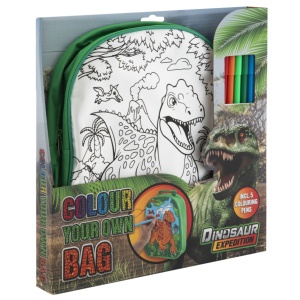 Ghiozdan de colorat cu 5 carioci 24x28cm Dinozauri Creative Craft 130008
