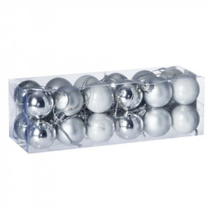 Glob plastic argintiu lucios/mat/satinat 3cm 24/set DD51200