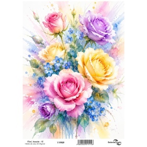 Hartie de orez Flori, insecte - 15 20x27,5cm