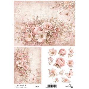 Hartie de orez Flori, insecte - 5 20x27,5cm