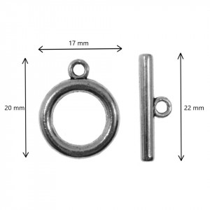 Inchizatoare toggle decorativa argintiu inchis 21x22mm IT46 2/set - Img 2