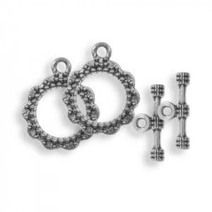 Inchizatoare toggle decorativa argintiu inchis 24x20mm IT42 2/set