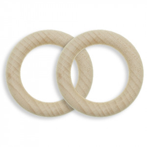 Inel lemn natur 5,6x0,9cm 2/set Meyco 36077