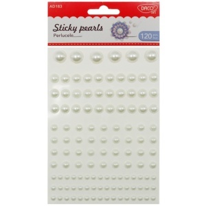 Jumatati perla adeziva alba 4 dimensiuni 120/set Daco AD183