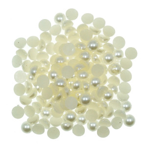 Jumatati perla plastic crem cu gaura 8mm 20g