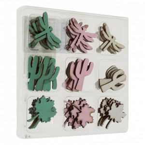 Libelula/cactus/frunza artar din placaj 3cm 54/set DD51951