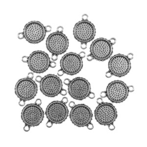 Link metalic argintiu inchis 16x11mm baza cabochon 8mm 15/set LK11