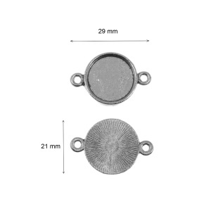 Link metalic argintiu inchis baza cabochon 29x21mm interior 18mm 5/set LK28 - Img 2