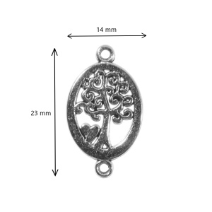 Link metalic argintiu inchis copac si inima 23x14mm 12/set - Img 2