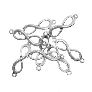 Link metalic argintiu simbol infinit 30x8mm 8/set