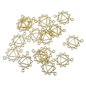 Link metalic auriu simbol chakra plexului solar - Manipura 20x14mm 15/set