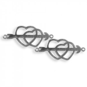 Link metalic inox inimi cu sageata 29x12mm 2/set