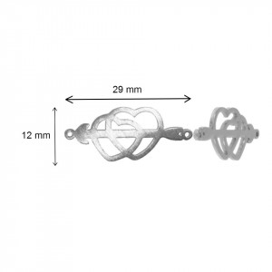 Link metalic inox inimi cu sageata 29x12mm 2/set - Img 2