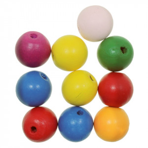 Margele lemn rotunde multicolor 20mm 10/set