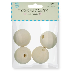 Margele lemn rotunde natur 27,50mm 4/set Loni