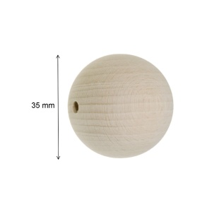Margele lemn rotunde natur cu gaura 35mm 5/set BKK35 - Img 2