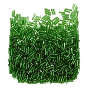 Margele nisip tubulare verde metalizat 7x2mm 50g