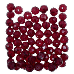 Margele sticla fatetata rondele rosu inchis transparent 8x10mm 60g