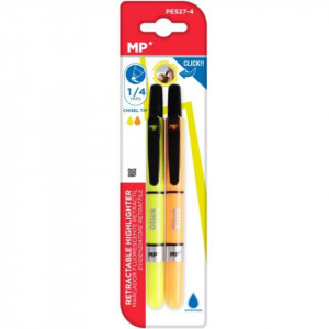 Marker evidentiator galben, portocaliu fluorescent varf tesit 1-4mm cu clicker 2/set MP PE527-4