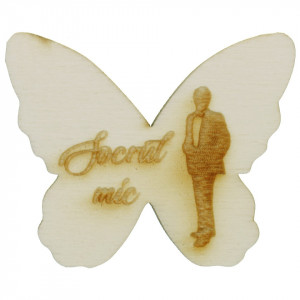 Marturie nunta fluture placaj gravat -Socrul mic- 4,5x5,5cm