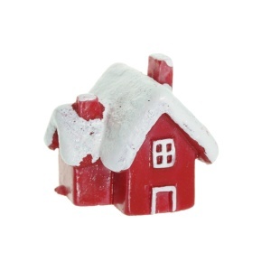 Miniatura casuta din rasina alb/rosu 2,6x3x3,1cm model 1