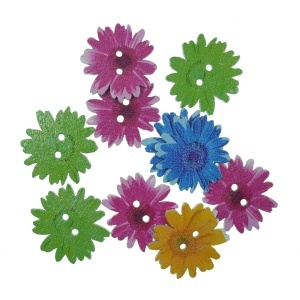 Nasture lemn multicolor floare 2,5cm 10/set