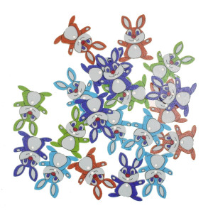 Nasture lemn multicolor iepuras 2,1x2,8cm 20 buc/set