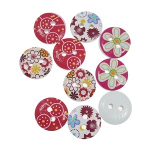 Nasture lemn multicolor model floral 1,5cm 10/set 121855