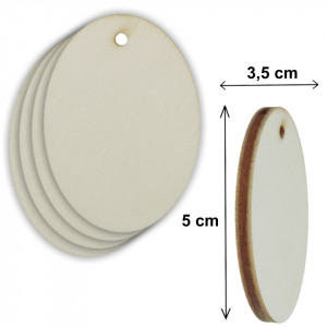 Oval placaj natur cu gaura 5/set - Img 4
