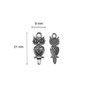 Pandantiv metalic argintiu inchis bufnita 9x21mm 10/set - Img 2