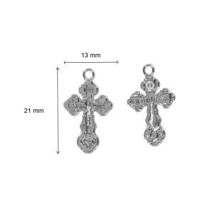 Pandantiv metalic argintiu inchis cruciulita 13x21mm 10/set - Img 2