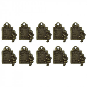 Pandantiv metalic bronz marturie botez cu ingeras 15x19mm 10buc/set