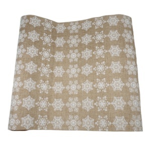 Panza iuta natur cu imprimeu fulgi albi 28cm x 3m/rola Canea YXR-04PL1654_02 - Img 2