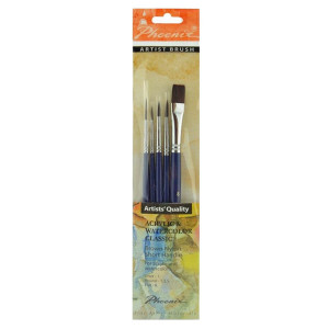 Pensula sintetica varf liner/rotund/drept coada scurta 5/set Phoenix Classic1 1-1-3-5-8