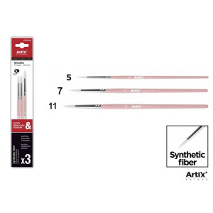 Pensula sintetica varf rotund coada scurta 3/set Artix 5-7-11 PP399-02 - Img 2