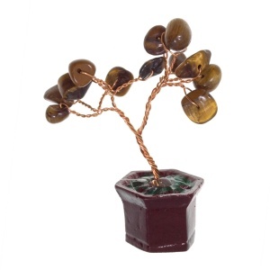 Pom decorativ in ghiveci cu pietre semipretioase chips Ochi de tigru 3x7cm SS92G