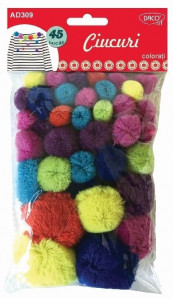 Pompon multicolor 1,5/5cm 45/set Daco AD309