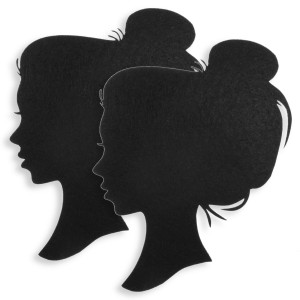 Profil fata pasla neagra 19x14cm 2/set