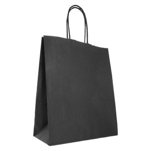 Punga hartie craft neagra interior alb maner rasucit negru 18x8x22cm Colorarte P3455