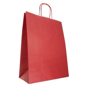 Punga hartie craft rosie interior alb maner rasucit 26x12x35cm Colorarte P2929